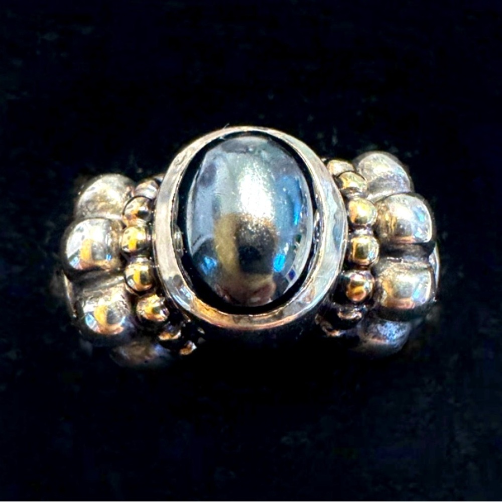 Lagos Caviar Sterling Silver
925 18K Hematite Bold
Statement Ring Size 7